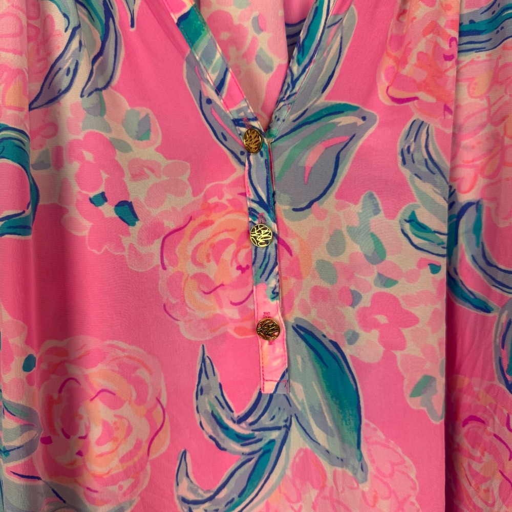 Lilly Pulitzer Elsa Silk Blouse Prosecco Pink Pinking Positive - Picture 7 of 14